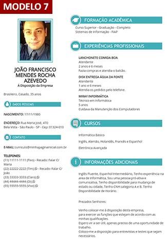 Gerador De Curriculum Vitae Online Com Foto 9 Modelos De Curr culo
